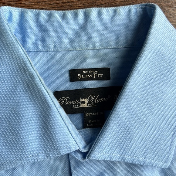 Men's Pronto Uomo Light Blue Button-Up Shirt | Business Casual | Office | - Picture 4 of 7